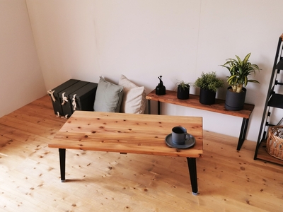 無垢材 折りたたみ ローテーブル ライトブラウン 圧着タイプ 90cm×45cm｜新星金属製作所 大阪府 守口市 テーブル 折りたたみテーブル センターテーブル 長机 [2481]