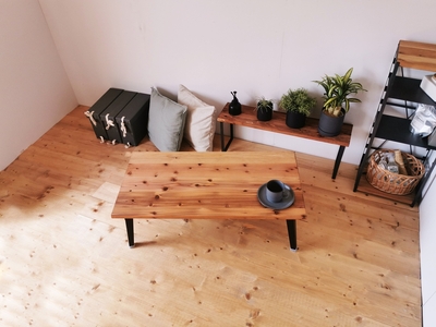 無垢材 折りたたみ ローテーブル ライトブラウン 圧着タイプ 90cm×45cm｜新星金属製作所 大阪府 守口市 テーブル 折りたたみテーブル センターテーブル 長机 [2481]