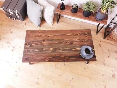 無垢材 折りたたみローテーブル ダークブラウン（圧着タイプ）｜新星金属製作所 大阪府 守口市 [2482]