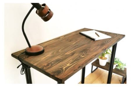 無垢材 デスク 約W90cm×D45cm ダークブラウン｜新星金属製作所 大阪府 守口市 テーブル 机 在宅 リモート リビング 家具 書斎 組立 簡単 工具 不要 パソコン [0982]