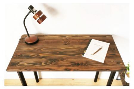無垢材 デスク 約W90cm×D45cm ダークブラウン｜新星金属製作所 大阪府 守口市 テーブル 机 在宅 リモート リビング 家具 書斎 組立 簡単 工具 不要 パソコン [0982]