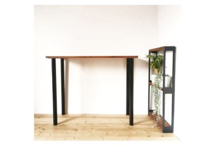 棚 MUKUとアイアンの 隙間 シェルフ ブラウン W47cm×H80cm×D10cm｜新星金属製作所 大阪府 守口市 家具 本棚 収納 コンパクト 無垢材 完成品 [0864]