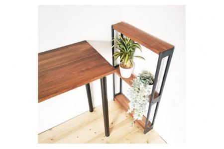 棚 MUKUとアイアンの 隙間 シェルフ ブラウン W47cm×H80cm×D10cm｜新星金属製作所 大阪府 守口市 家具 本棚 収納 コンパクト 無垢材 完成品 [0864]