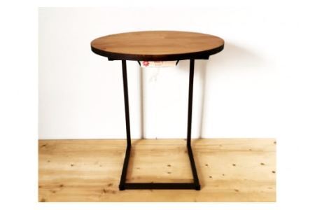 天然木 サイドテーブル 丸型 ブラウン 44cm×52cm｜新星金属製作所 大阪府 守口市 家具 テーブル インテリア 机 デスク おしゃれ アイアン ベッド ソファ [0942]
