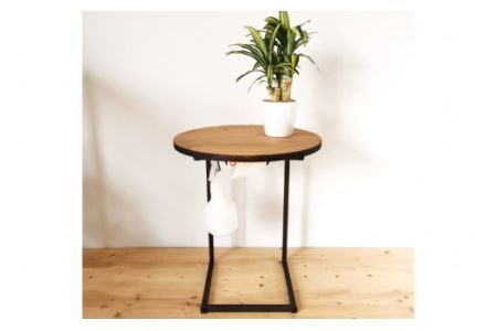 天然木 サイドテーブル 丸型 ブラウン 44cm×52cm｜新星金属製作所 大阪府 守口市 家具 テーブル インテリア 机 デスク おしゃれ アイアン ベッド ソファ [0942]