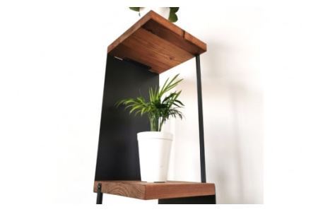 棚 角にも置けるスタンド 2段 ブラウン 1台｜新星金属製作所 大阪府 守口市 シェルフ 無垢材 アイアン 完成品 インテリア 家具 飾り棚 [0926]