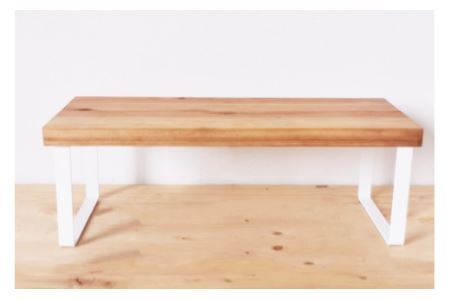 無垢材とアイアンのシェルフ ホワイト Mサイズ 47cm 完成品｜新星金属製作所 大阪府 守口市 家具 台 置き台 リビング 玄関 植物 雑貨 棚 収納 [0916]