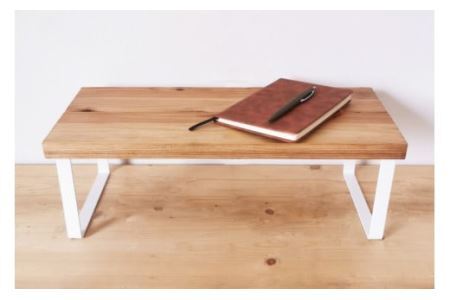 無垢材とアイアンのシェルフ ホワイト Mサイズ 47cm 完成品｜新星金属製作所 大阪府 守口市 家具 台 置き台 リビング 玄関 植物 雑貨 棚 収納 [0916]