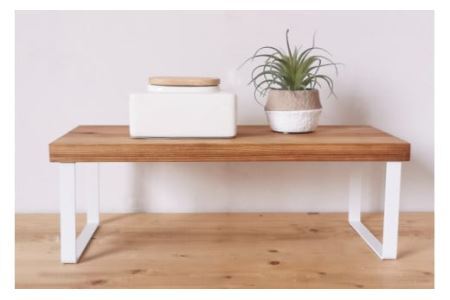 無垢材とアイアンのシェルフ ホワイト Mサイズ 47cm 完成品｜新星金属製作所 大阪府 守口市 家具 台 置き台 リビング 玄関 植物 雑貨 棚 収納 [0916]