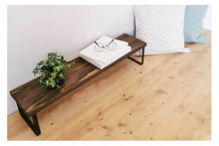 棚 無垢材とアイアンのシェルフ ダークブラウン M80cm 約横80cm×高16cm×奥行19cm 完成品｜新星金属製作所 大阪府 守口市 家具 インテリア シェルフ 植物置き 靴棚 飾り棚 収納 日本製 [0885]