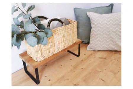 棚 無垢材とアイアンのシェルフ ライトブラウン M47cm 約横47cm×高16cm×奥行19cm 完成品｜新星金属製作所 大阪府 守口市 家具 インテリア シェルフ 植物置き 靴棚 飾り棚 収納 日本製 [0894]