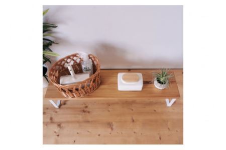 棚 無垢材とアイアンのシェルフ ナチュラルホワイト M80cm 約横80cm×高16cm×奥行19cm 完成品｜新星金属製作所 大阪府 守口市 家具 インテリア シェルフ 植物置き 靴棚 飾り棚 収納 日本製 [0884]