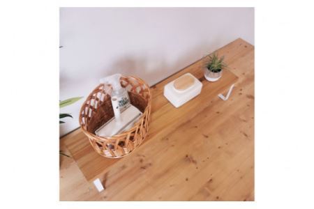 棚 無垢材とアイアンのシェルフ ナチュラルホワイト M80cm 約横80cm×高16cm×奥行19cm 完成品｜新星金属製作所 大阪府 守口市 家具 インテリア シェルフ 植物置き 靴棚 飾り棚 収納 日本製 [0884]