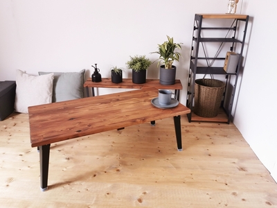 無垢材 折りたたみ ローテーブル ブラウン 90×45cm｜新星金属製作所 大阪府 守口市 テーブル 折りたたみ ローテーブル リビング 子供 子供部屋 収納 おしゃれ 家族 [2496]