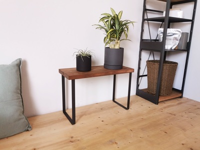 無垢材とアイアンのシェルフ H30cm ブラウン W47cm 植物由来の天然オイル｜新生活 完成品 収納ボックス スタッキングシェルフ [2071]