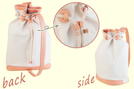 本革 ワンショルダーリュック 生成り×ナチュラル｜バッグ ショルダー 肩掛け リュックサック 革 レザー 帆布 キャンバス ファッション メンズ レディース 男女兼用 田村製作所 大阪府守口市 [2314]