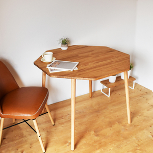 [木脚] 天然木のダイニングテーブル (ハチカク) W90×D90×H72cm｜オイル・ウレタン仕上げ 組立簡単 工具不要 [2430]