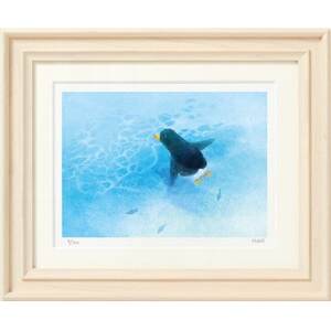 イラスト作家「菜生」アートフレーム〈浅瀬のゆったり海〉ペンギン_雑貨・日用品  家具・インテリア _【1508171】