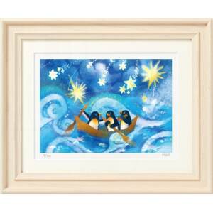 イラスト作家「菜生」アートフレーム〈海の流れ星〉ペンギン_雑貨・日用品  家具・インテリア _【1508173】