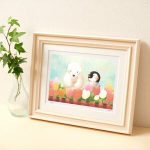 イラスト作家「菜生」アートフレーム〈さいたね さいたね〉ペンギン＆しろくま_雑貨・日用品  家具・インテリア _【1508177】
