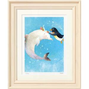 イラスト作家「菜生」アートフレーム〈海の花かんむり〉ペンギン_雑貨・日用品  家具・インテリア _【1569226】
