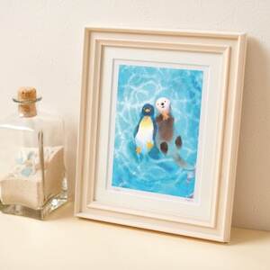 イラスト作家「菜生」アートフレーム〈みなものおしゃべり〉ペンギン_雑貨・日用品  家具・インテリア _【1569228】