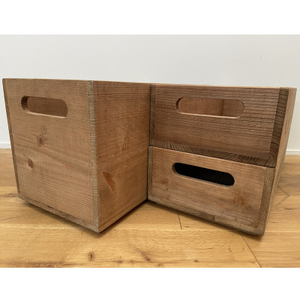 天然無垢材を使用したシンプルな杉ラフ材 木箱(3個セット)【1431935