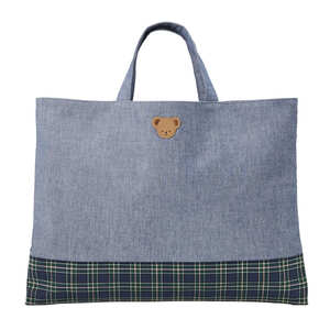 F158(紺)ミキハウス ミキハウスベア レッスンバッグ（紺）【mikihouse バッグ かばん 手提げ ブランド 保育園 幼稚園 学校 綿 おすすめ キッズ 男の子 女の子 大阪府 八尾】 