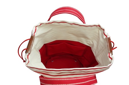 F160 ミキハウス バケツ型ロゴトートバッグ（赤）【mikihouse かばん バッグ リンクコーデ ロゴ レディース メンズ キャンパス 巾着 大人 厚手 大阪府 八尾】