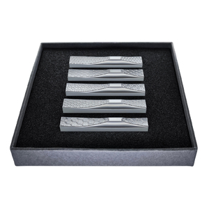 S108 ＩＴＡＤＡＫＩ 箸置き ５個セット/ステンレス 吉祥文様（麻の葉・青海波・七宝・胡麻・亀甲）