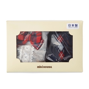 A131 ミキハウス スタイ＆ソックスギフトセット(赤)【ベビー靴下 ビブ よだれかけ 出産 かわいい カラフル ベビー ベビー用品 赤ちゃん mikihouse 乳児 新生児 子供 大阪府 八尾】