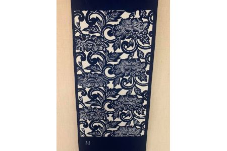 E128 河内木綿文様、藍手染めタペストリー | 大阪府八尾市