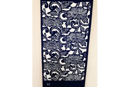 E128 河内木綿文様、藍手染めタペストリー | 大阪府八尾市