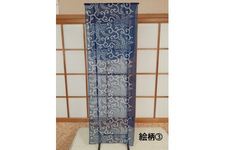 H133(絵柄3)　河内木綿文様、肌に優しい藍手染めストール【絵柄3】