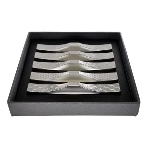 T110 ＩＴＡＤＡＫＩ カトラリーレスト 箸置き ５個セット/ステンレス 吉祥文様