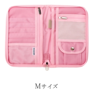 A282 ミキハウス クマ＆リボン刺繍の母子手帳ケースＭサイズ(ピンク)【見開き マザー レディース マタニティ ベビー 赤ちゃん ポーチ 親子手帳 mikihouse 大阪府 八尾】