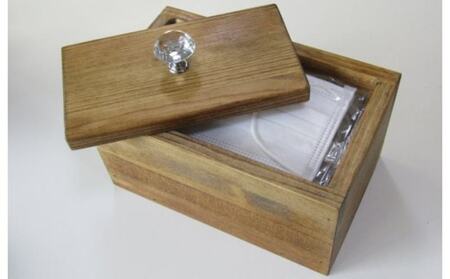 手作り木製マスクストッカー「ダークウォルナット」クリスタルノブ仕様