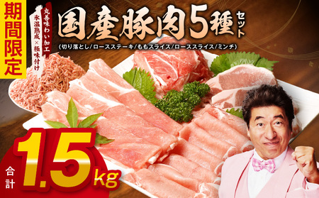 【氷温熟成×極味付け】国産 豚肉 5種 食べ比べ 合計 1.5kg（切り落とし/ロースステーキ/ももスライス/ローススライス/ミンチ）小分け