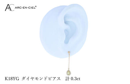 ARC-EN-CIEL K18ダイヤピアス ダイヤ計0.3ct【鑑別書付き】