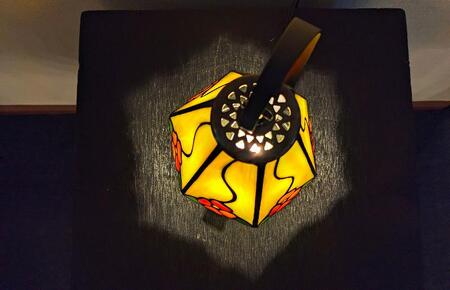 ステンドグラス・ミニ吊りランプ(黄)