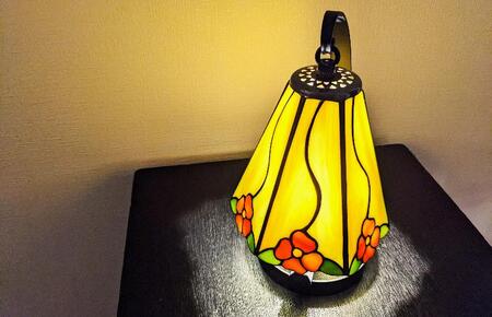 ステンドグラス・ミニ吊りランプ(黄)