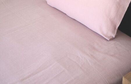 【tissu de coton/ダブルガーゼ】シングルフラットシーツ＆ピローケースセット（くすみ桜）
