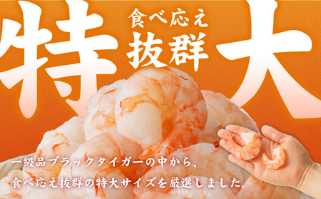 特大ブラックタイガー 定期便 1kg×全12回 むきえび 30-40尾 背ワタなし【毎月配送コース】