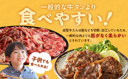 ねぎ塩 牛たん（成型）合計 1kg 小分け 250g×4【牛タン 牛肉 焼肉用 薄切り 訳あり サイズ不揃い】