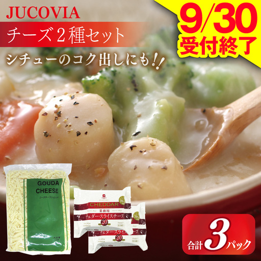 【ムラカワチーズ】JUCOVIA 業務用 チェダースライスチーズ 20枚×2P・オランダゴーダーシュレッド 1kg×1P