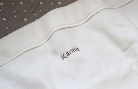 《名入れ刺繍》泉州南部織 ふんわりコットンベビー毛布（グレージュ）＜スピード発送＞