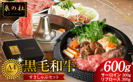 黒毛和牛A5/A4等級 味付き すき焼き しゃぶしゃぶセット（サーロイン 300g／リブロース 300g）割り下付き