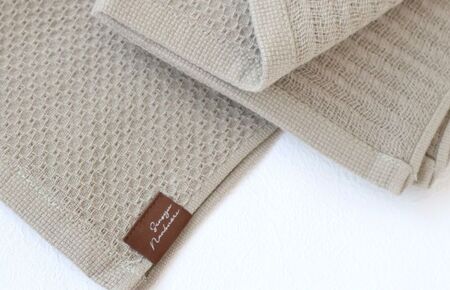 【ソフトハニカム】泉州南部織 ミニバスタオル 5枚(オリーブ)+ソフトハニカム織ハーフハンカチ1枚