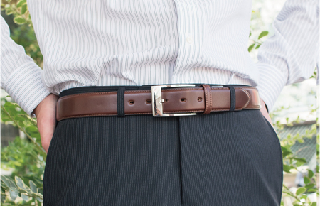 本革ビジネスベルト35mm幅 ダークブラウン