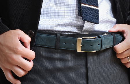 本革（ヌバック）ベルト35mm幅 ネイビー